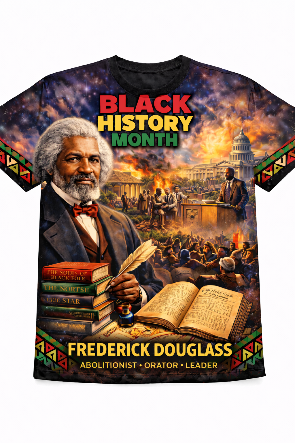 Frederick Douglass™ All-Over Sublimation T-Shirt – Black History Collection front view