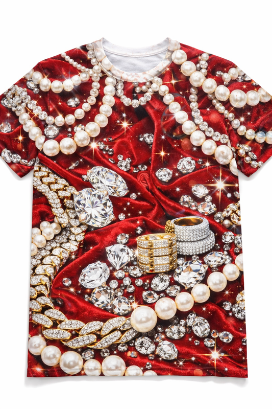 "Royal Drip" Maximalist Jewel™ All-Over Sublimation T-Shirt – Black History Collection front view