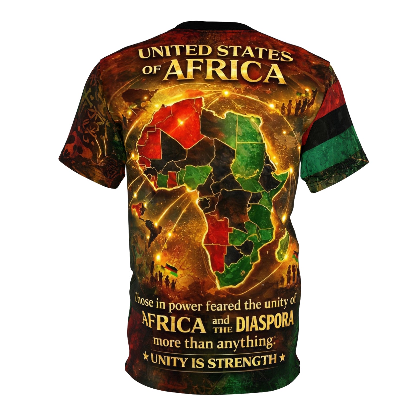 Pan-African vintage-style all-over print t-shirt - Unisex Cut & Sew Tee (AOP)