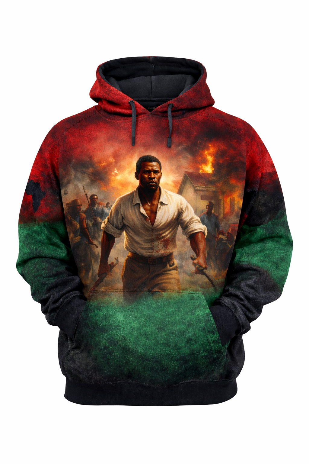 Pan-African Liberation & Resistance™ All-Over Sublimation Hoodie – Black History Collection front view