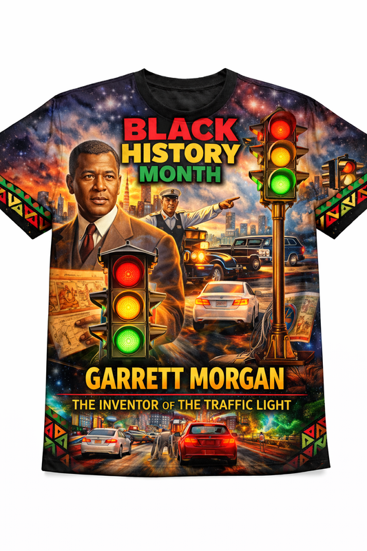 Garrett Morgan™ All-Over Sublimation T-Shirt – Black History Collection front view