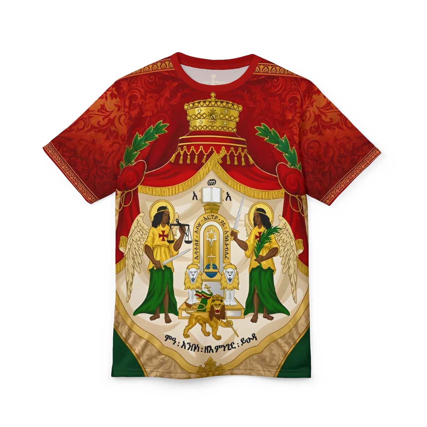Imperial Coat of Arms of the Ethiopian Empire All-Over Print T-Shirt - Unisex Cut & Sew Tee (AOP)