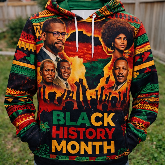 Black History Month™ All-Over Sublimation Hoodie – Black History Collection front view
