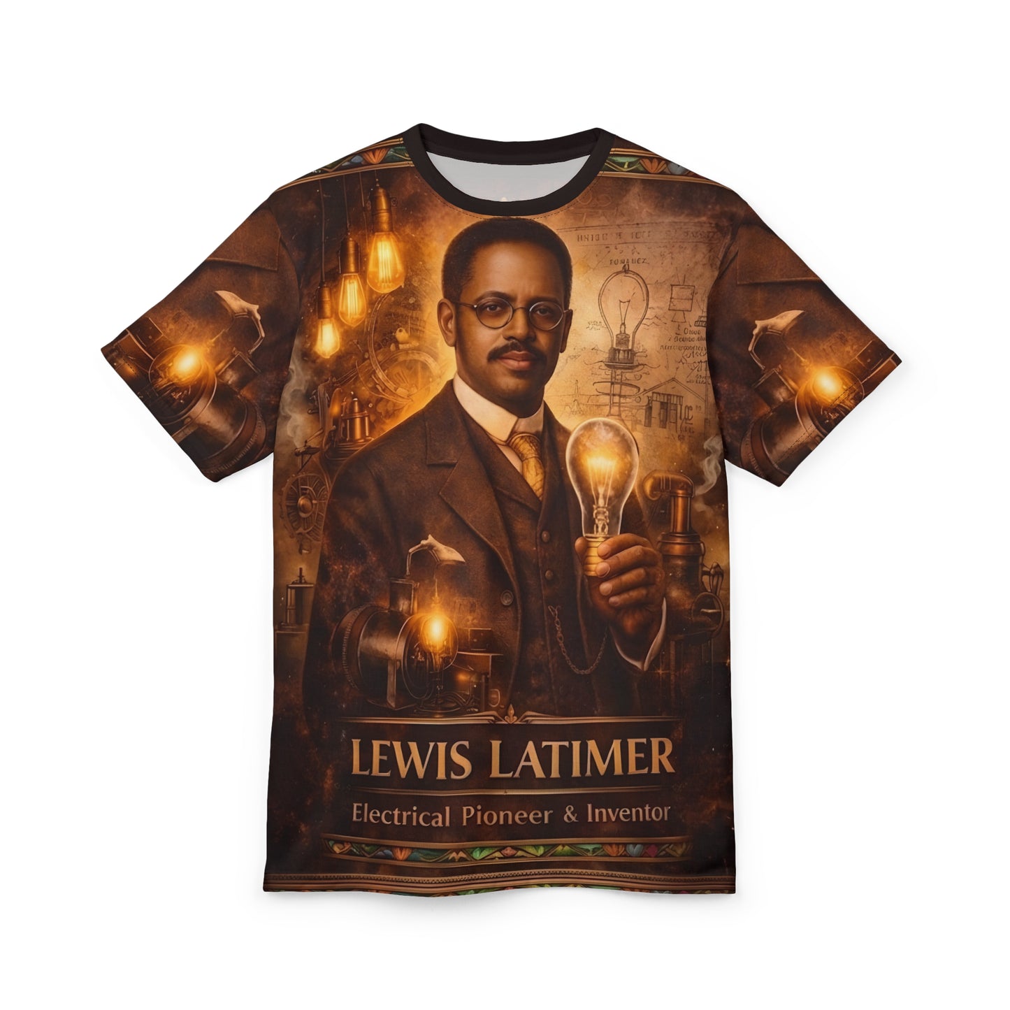 Lewis Latimer- Electrical pioneer & inventor - Unisex Cut & Sew Tee (AOP)
