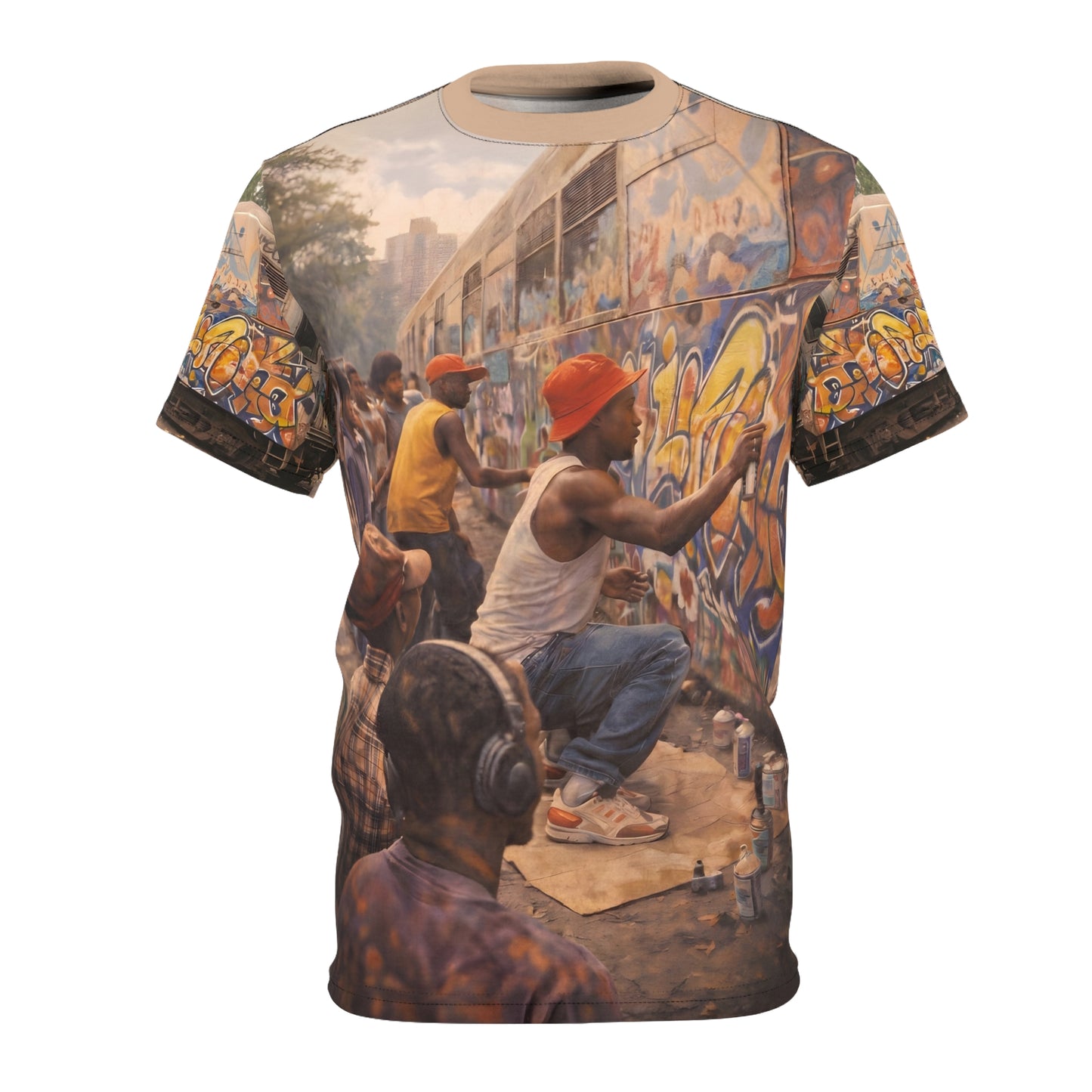 Vintage NYC Subway Graffiti All-Over Print T-Shirt - Unisex Cut & Sew Tee (AOP)