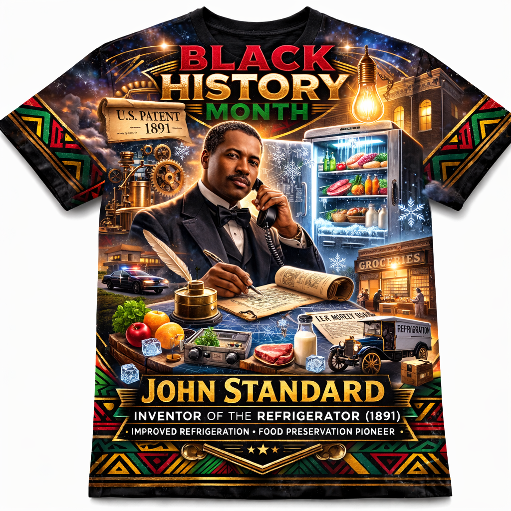 John Standard™ All-Over Sublimation T-Shirt – Black History Collection front view