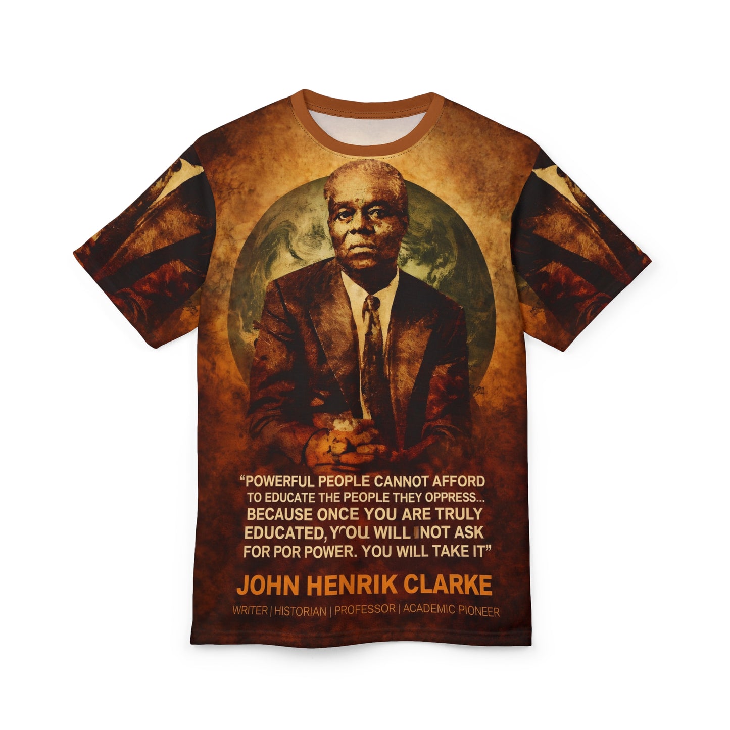 Afrocentric fashion shirt featuring John Henrik Clarke