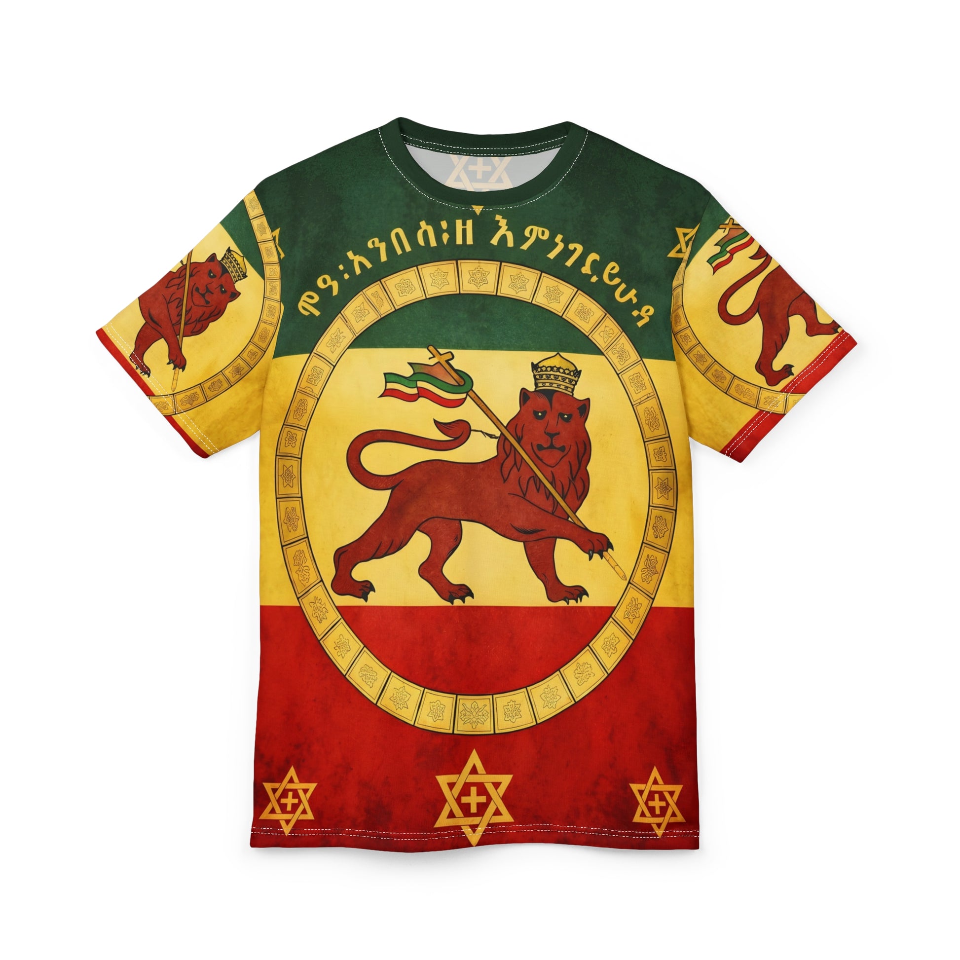 Afrocentric reggae lion of Judah graphic print unisex streetwear tee Shirt
