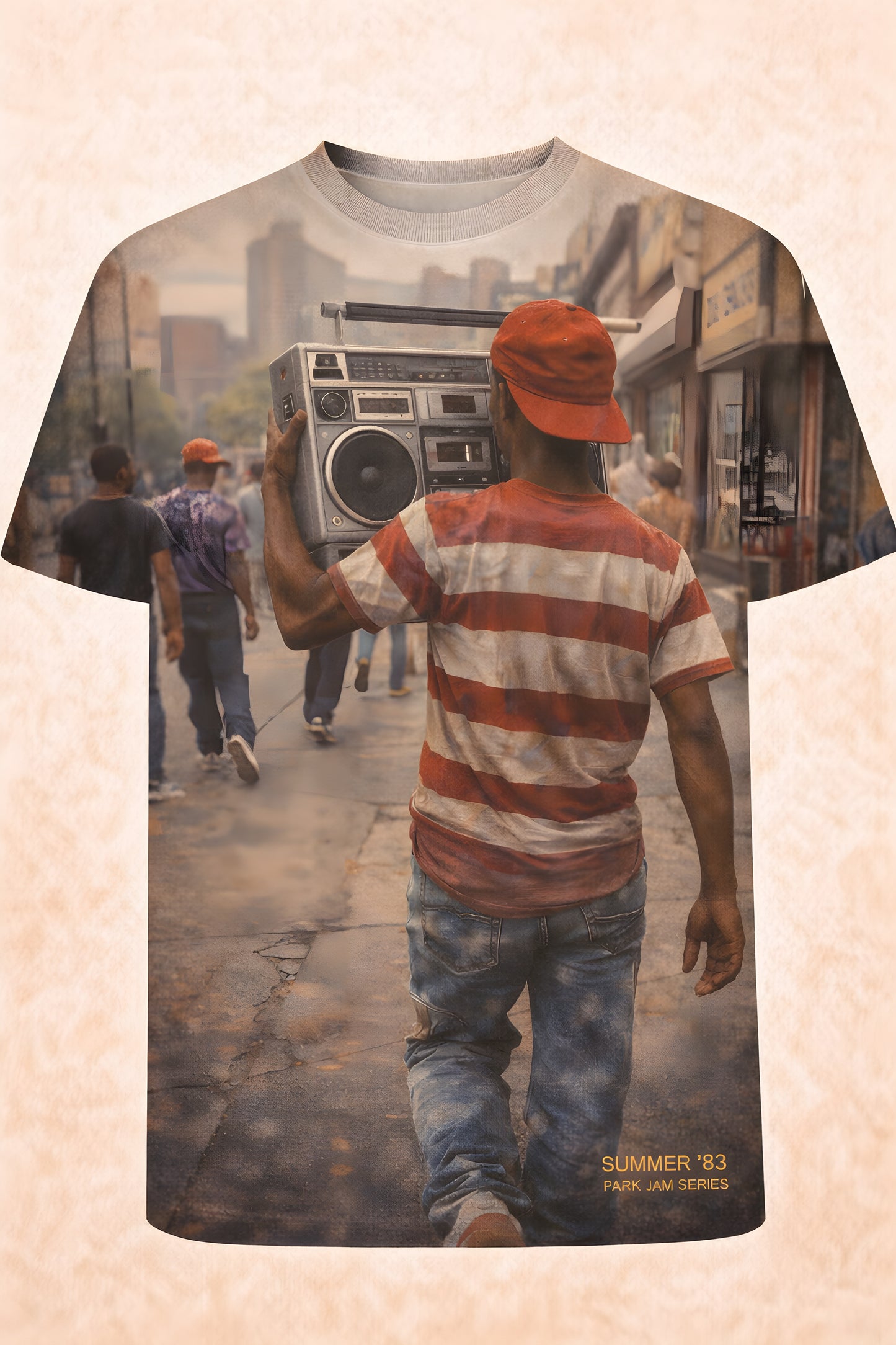 Life Before Earphone Vintage Boombox Shirt - Unisex Cut & Sew Tee (AOP)