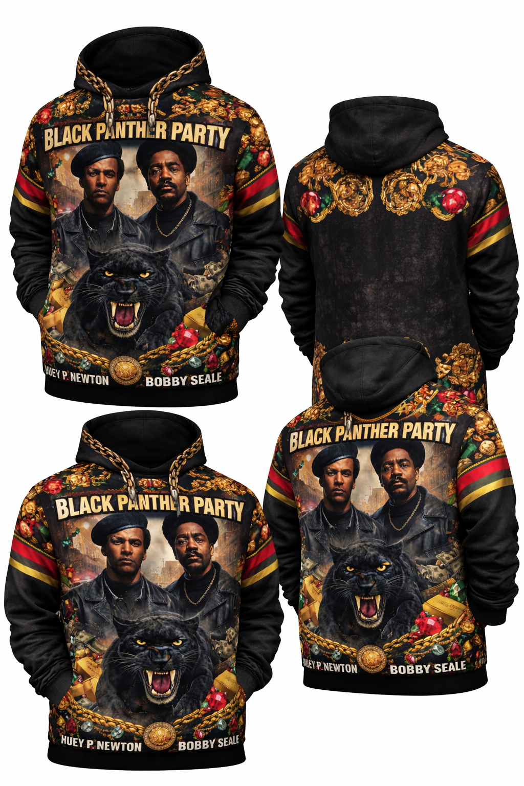 Black Panther Party™ All-Over Sublimation Hoodie – Black History Collection front view
