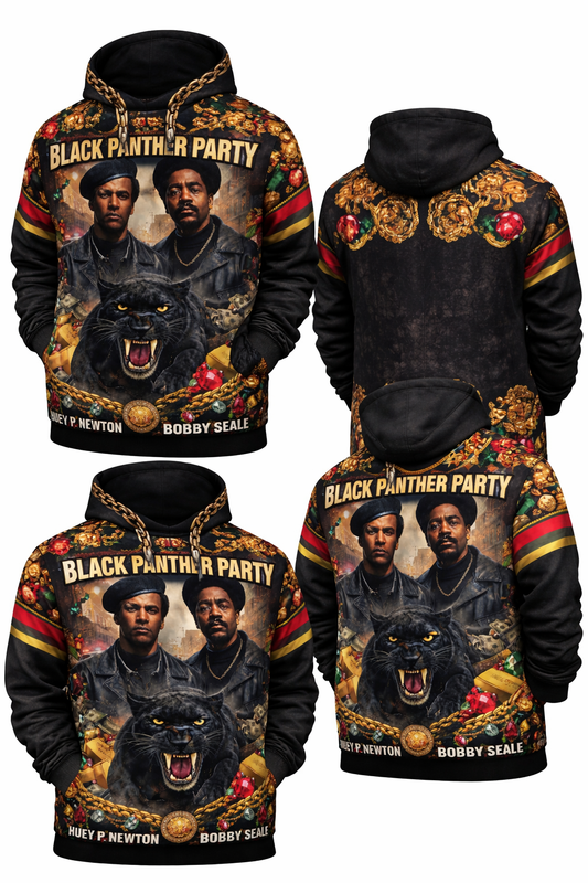 Black Panther Party™ All-Over Sublimation Hoodie – Black History Collection front view