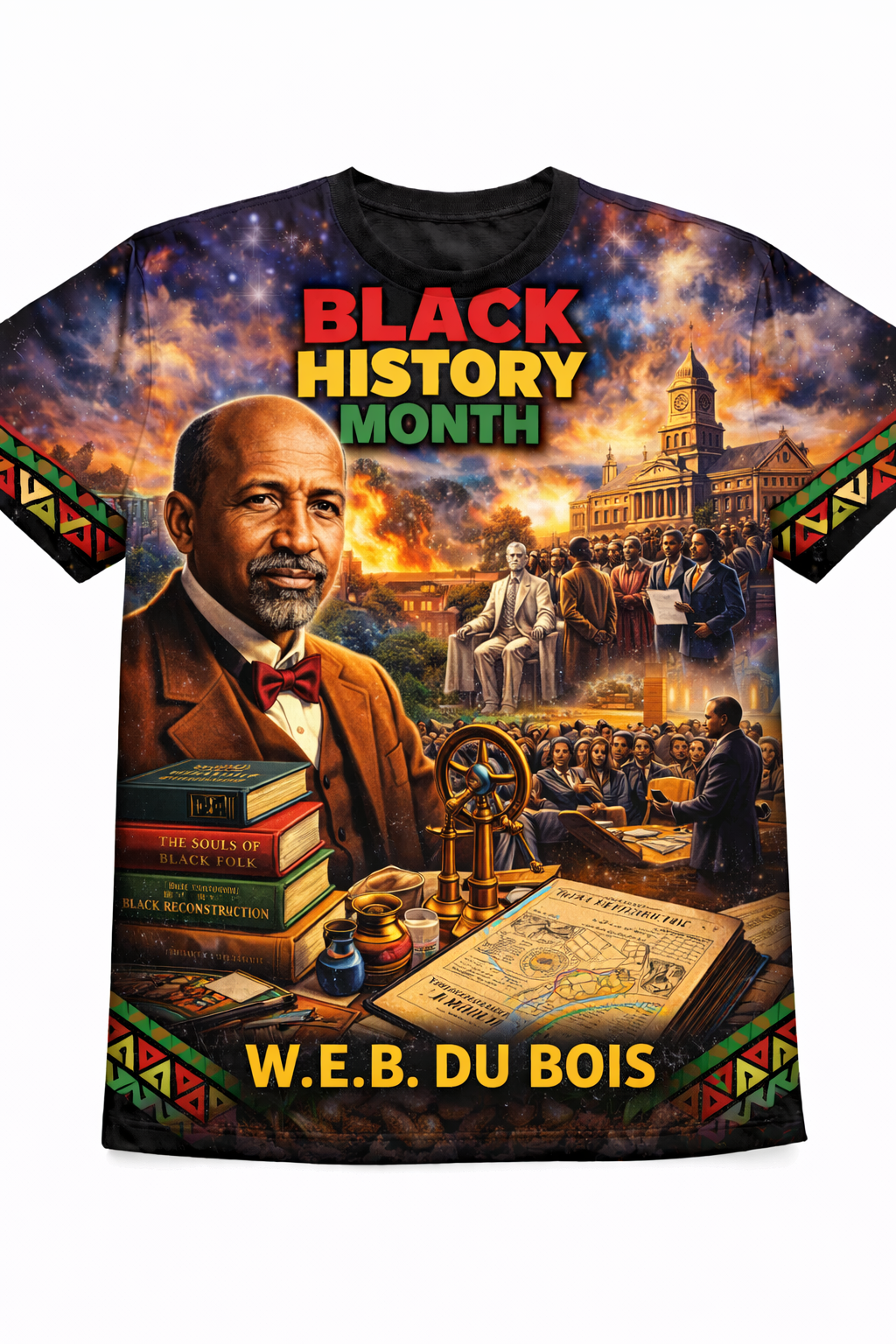 W.E.B. Du Bois™ All-Over Sublimation T-Shirt – Black History Collection front view