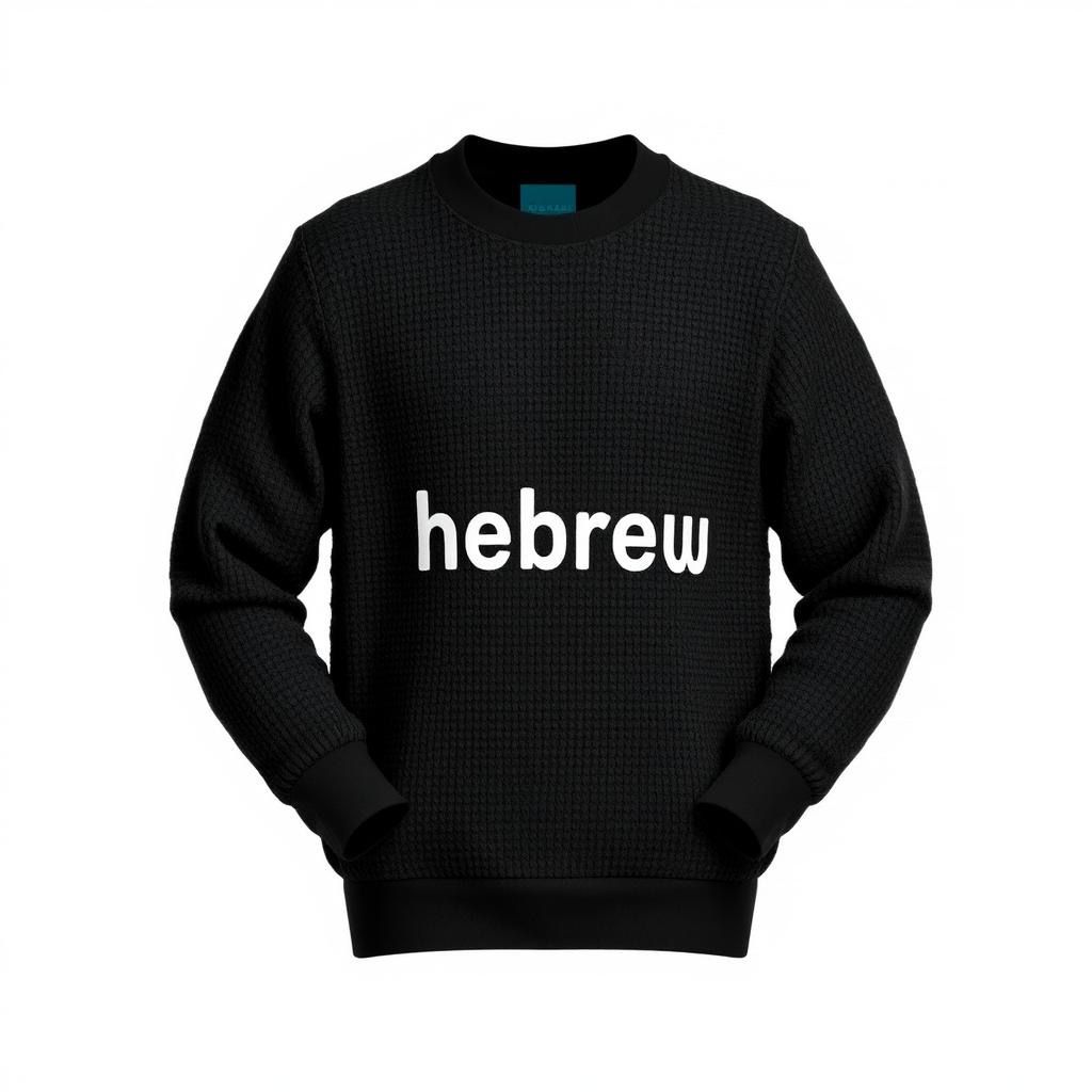 A black hoodie with the word 'HEBREW' written in white on the front.