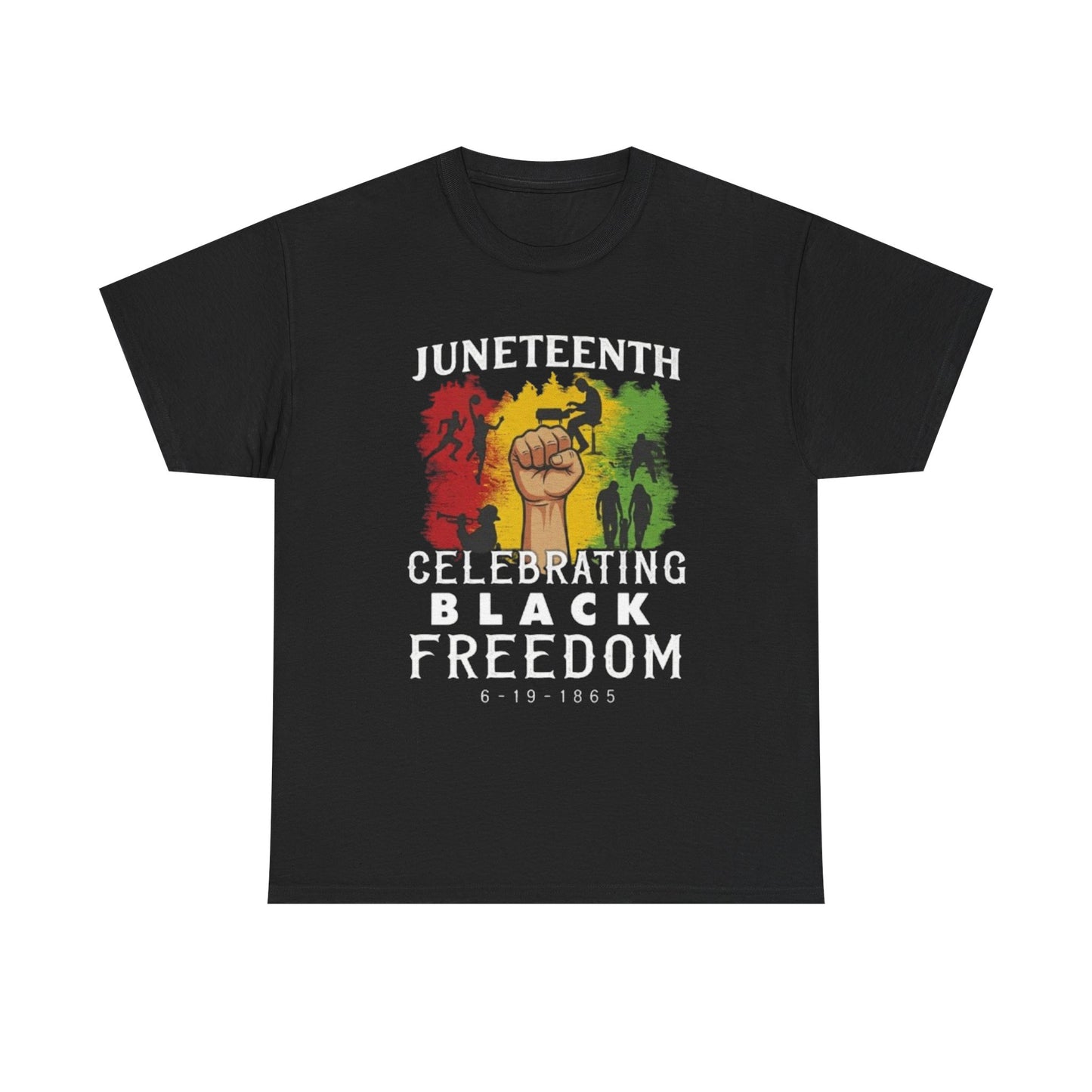 Juneteenth Rasta fist t shirt with reggae colors and Black unity design