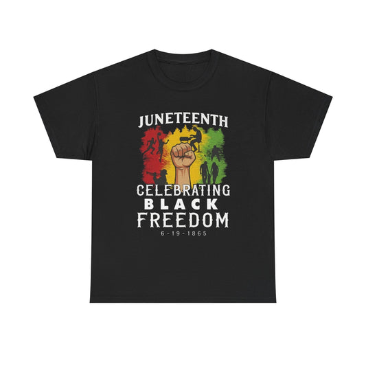 Juneteenth Rasta fist t shirt with reggae colors and Black unity design