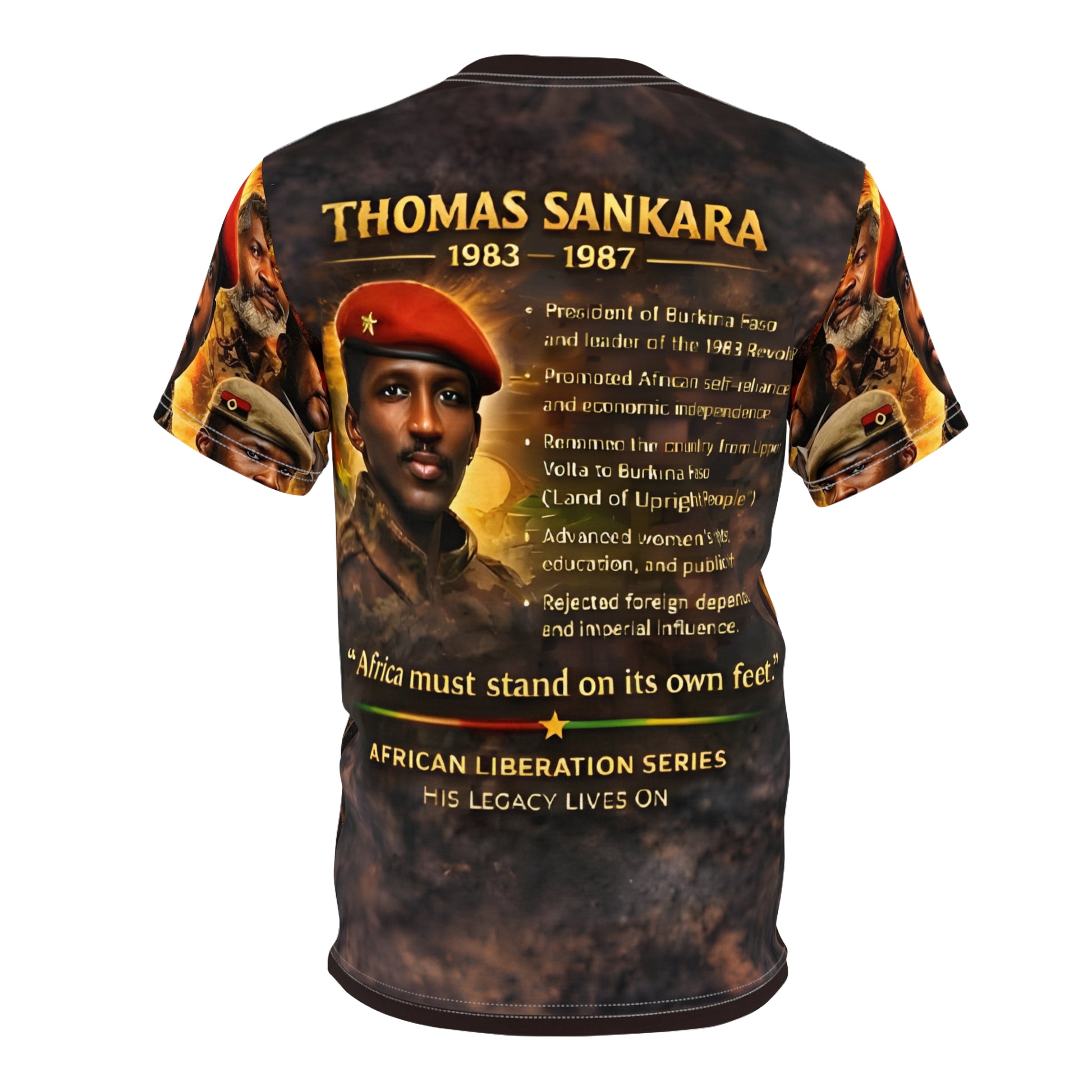 Thomas Sankara Black History Month AOP tee — unisex fit, Nagast Footwear