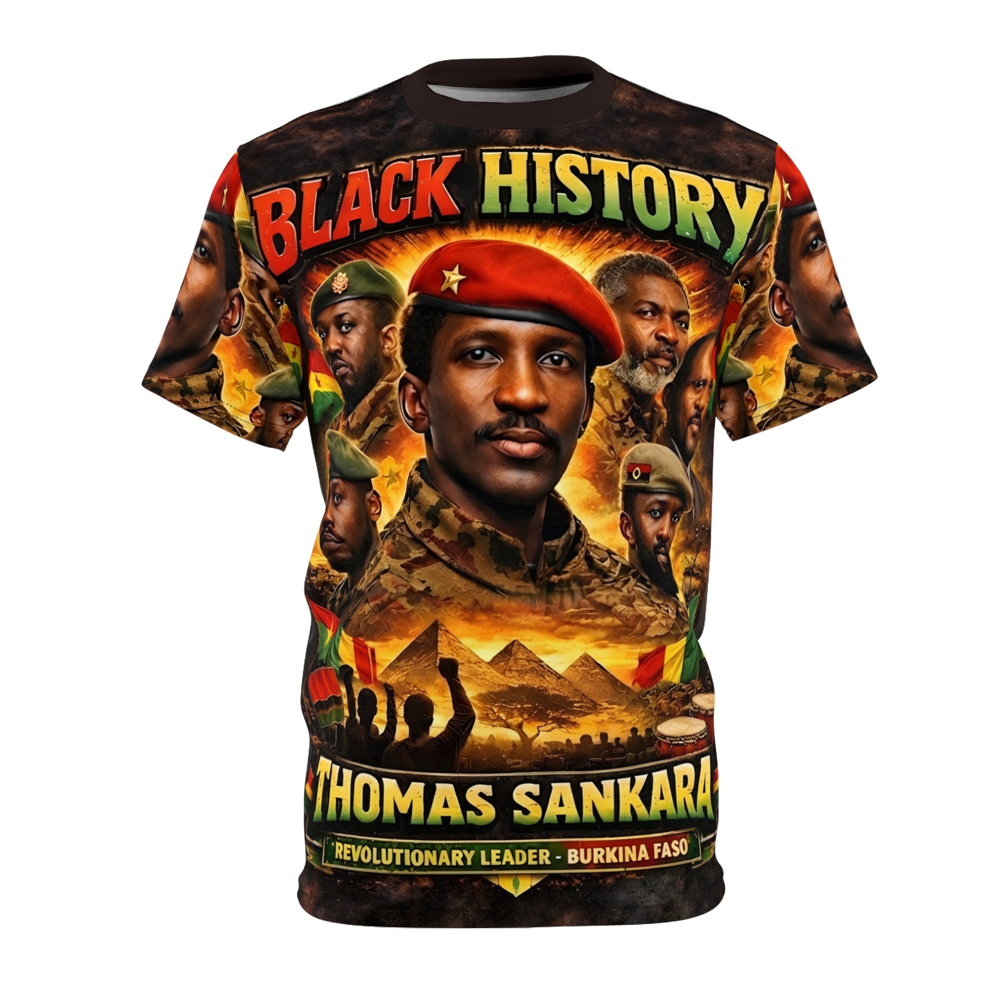 Thomas Sankara Black History Month all-over print unisex cut and sew tee by Nagast — front view