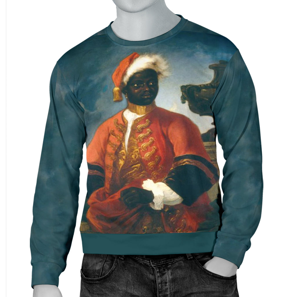 Mannequin wearing The Black Gentleman Sweater with one hand in pocket – Black Owned premium sweater offering a sharp, modern look with cultural significance.