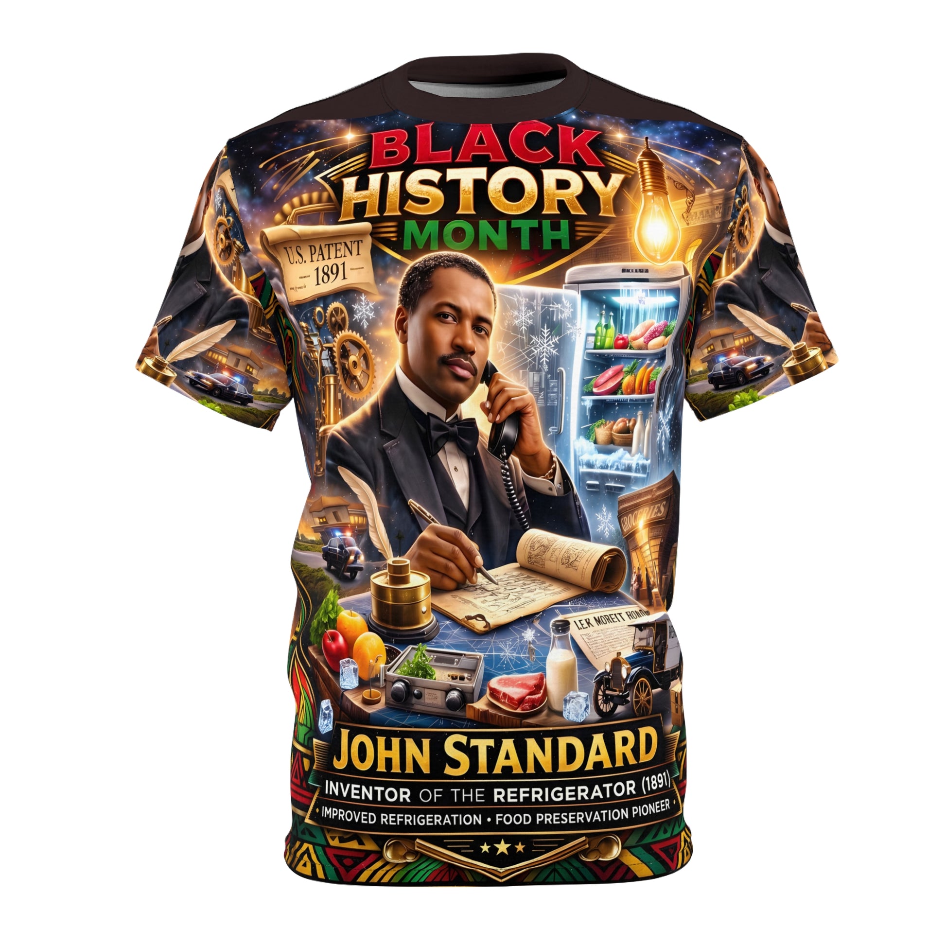 Black History Month John Standard inventor all over print unisex t shirt Back view
