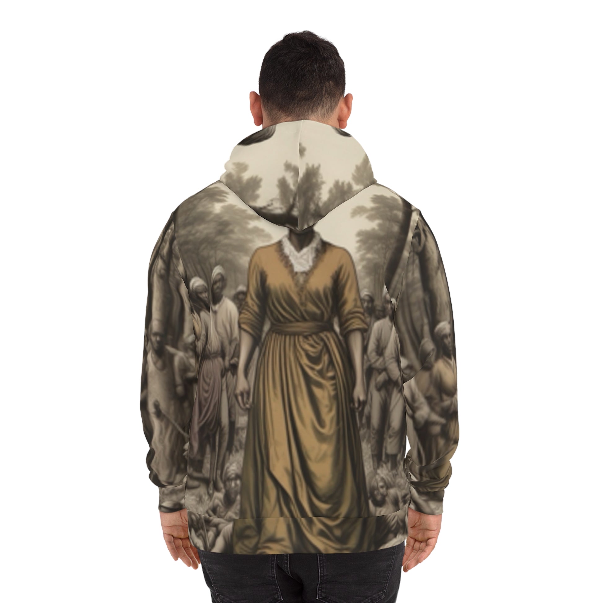 Back view of unisex Fashion Hoodie worn by model – Black Owned brand, cozy and durable design for everyday wear.