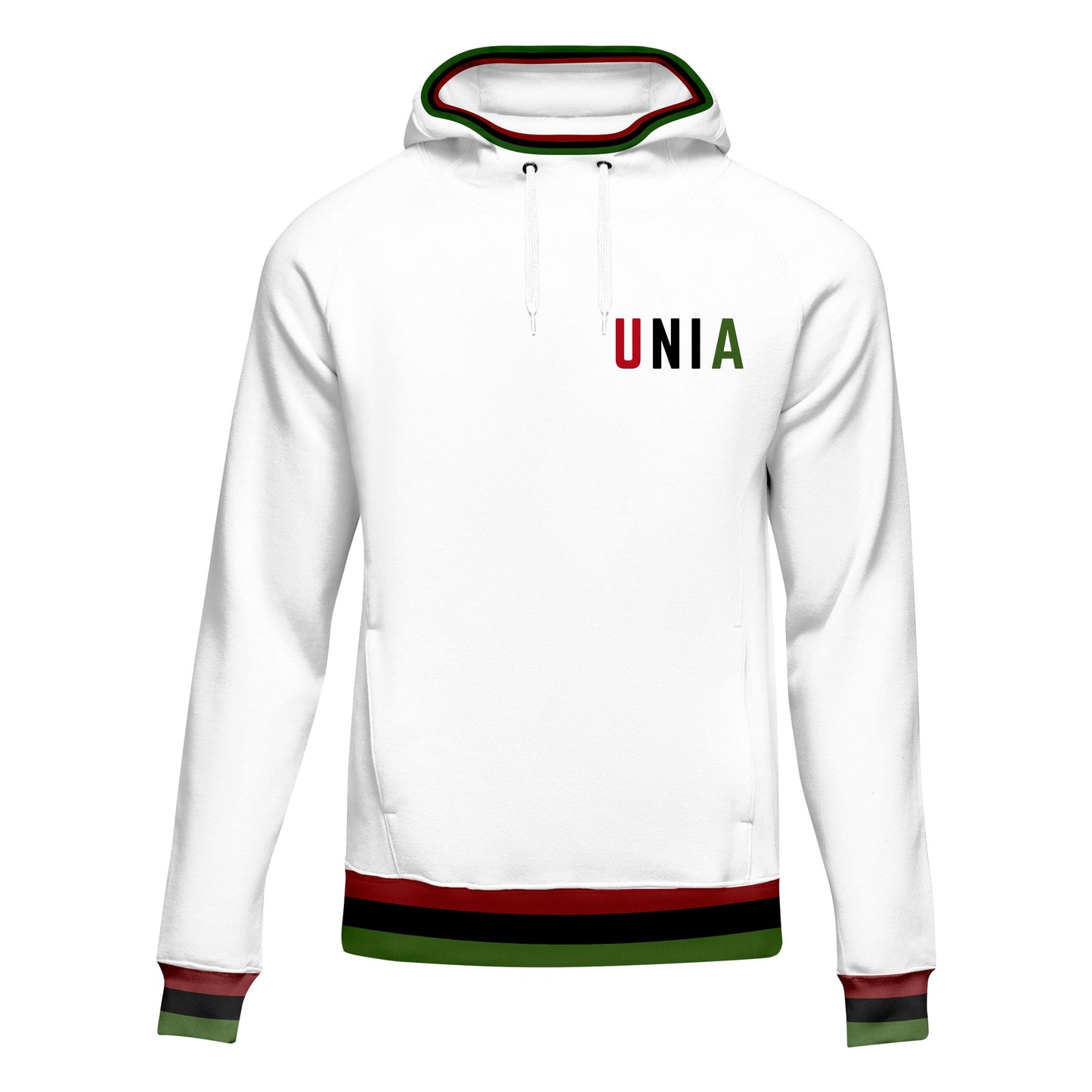 UNIA Text Design White Hoodie – Black Owned