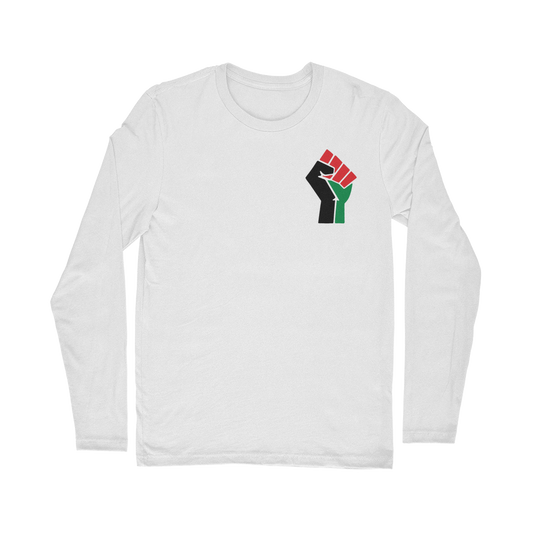 Africa UNITE Men's Long Sleeve Shirt in light withe color – Black-Owned exclusive teachable wear promoting unity and heritage