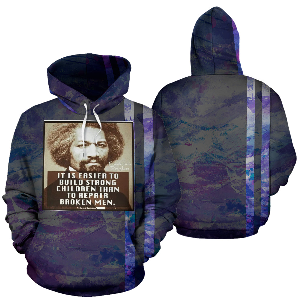 Build Strong Children Hoodie showing both front and back views – Black-Owned premium polyester blend hoodie promoting empowerment and resilience