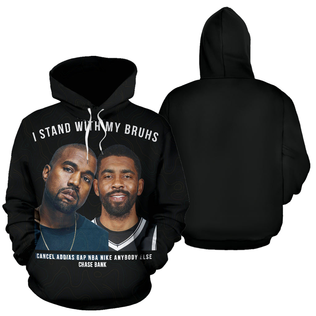 Kyrie Ye Hoodie showing both front and back views – Black-Owned premium polyester custom-made hoodie celebrating cultural icons with unmatched comfort and bold style