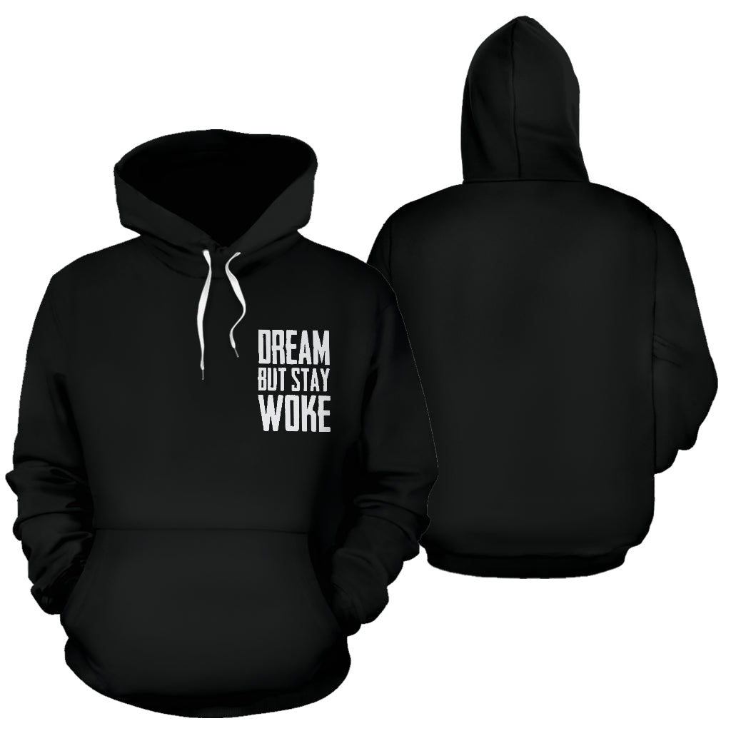  MLK Dream Black Hoodie – Black-Owned, front and back view of premium polyester hoodie featuring MLK-inspired design with cultural pride and comfortable fit.