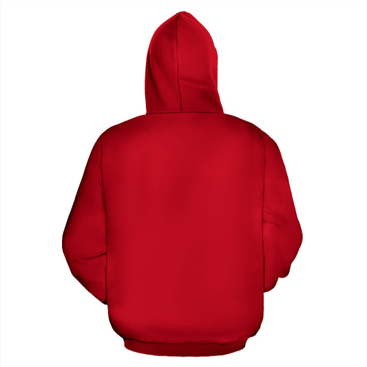 Back view of MLK Dream Red Hoodie – Black-Owned premium polyester hoodie with solid red design and comfortable fit.
