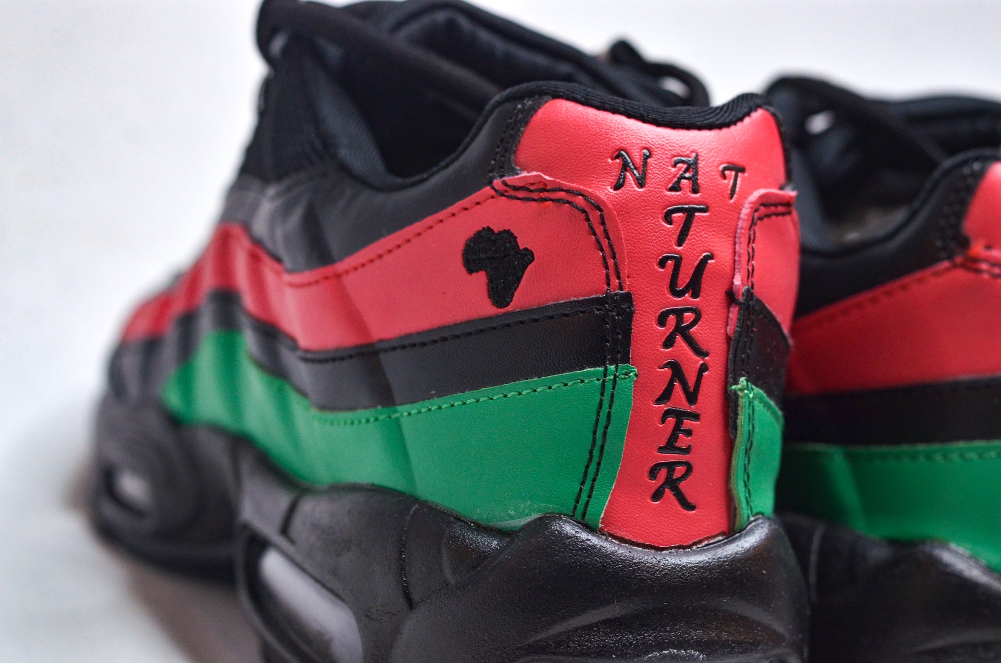 Back heel detail of NAT TURNER MAX Sneakers – Custom design honoring Nat Turner.