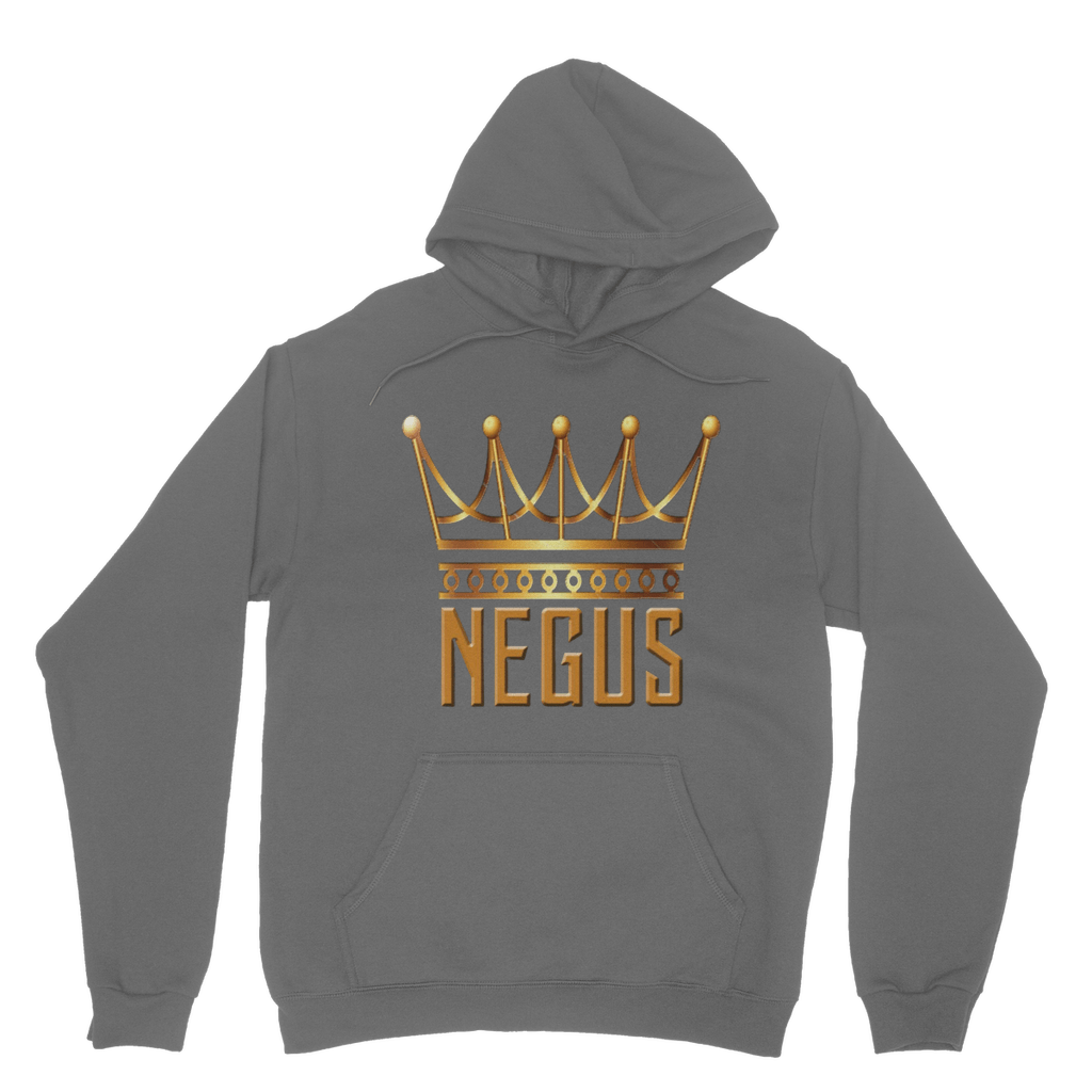  Light black (charcoal) NEGUS King T-shirt front view, deep grey tone with NEGUS King face print on chest, modern and cultural wear.